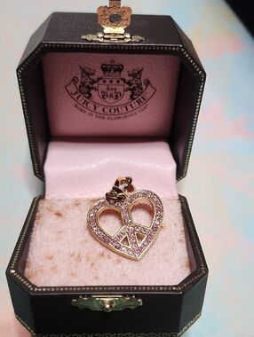 Juicy Couture Pink Crystal Heart Peace Sign Charm